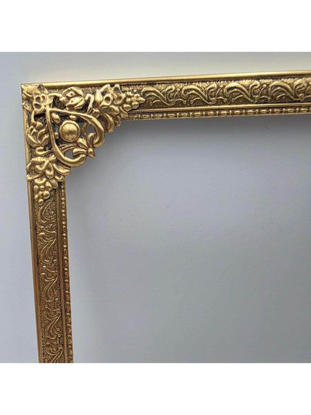 Art Deco Solid Brass Metal Picture Frame Embossed Applied Heart Corners 7" X 9"
